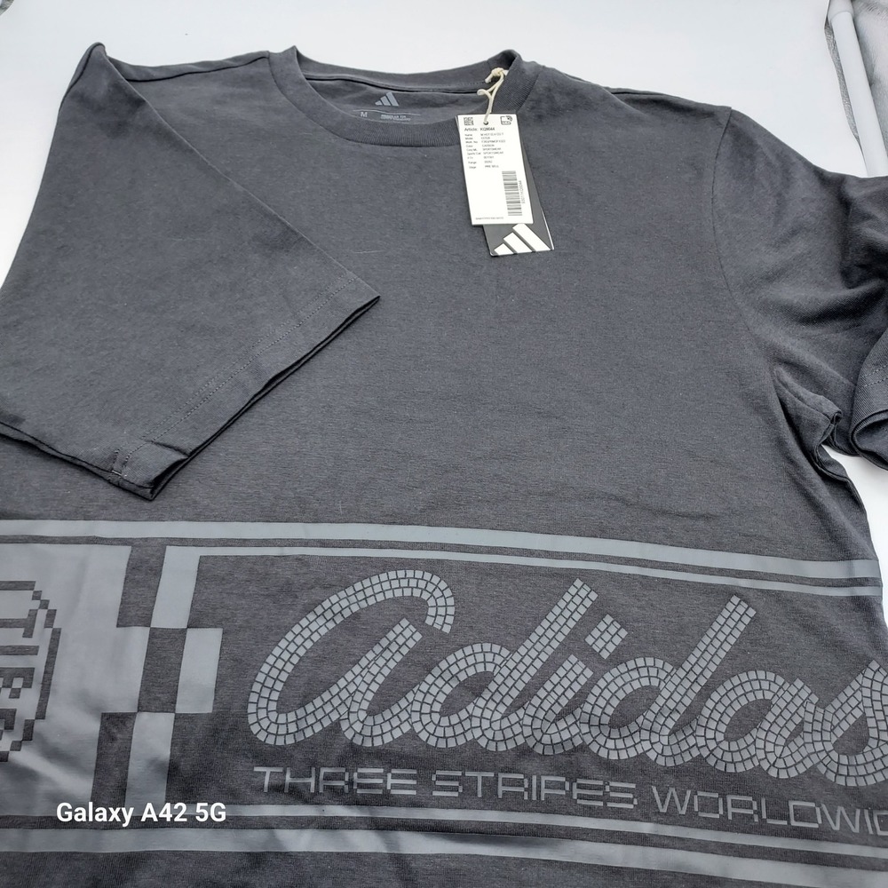 Adidas M TIRO GLY COT T Carbon Grey Graphic Tee Shirt Mens Medium NEW HZ0648